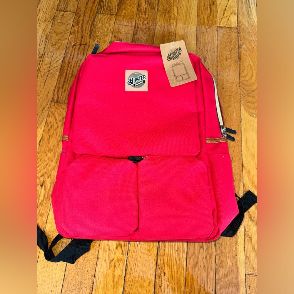 Hipster Awesome Since 2010 Red Vinyl 15” Laptop Back Pack NEW